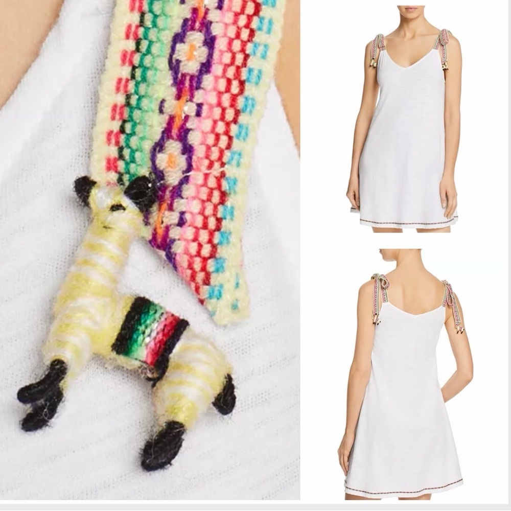 PITUSA Llama Tie White Pima Cotton Dress or Swim Cover